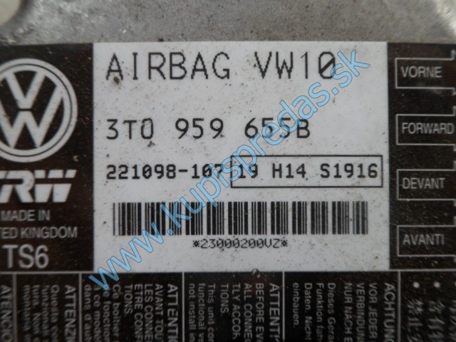 riadiaca jednotka airbagov na škodu superb 2, 3T0959655B